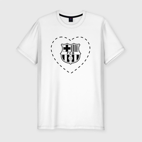 Мужская футболка хлопок Slim с принтом Лого Barcelona в сердечке в Петрозаводске, 92% хлопок, 8% лайкра | приталенный силуэт, круглый вырез ворота, длина до линии бедра, короткий рукав | 