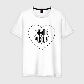 Мужская футболка хлопок с принтом Лого Barcelona в сердечке в Екатеринбурге, 100% хлопок | прямой крой, круглый вырез горловины, длина до линии бедер, слегка спущенное плечо. | 