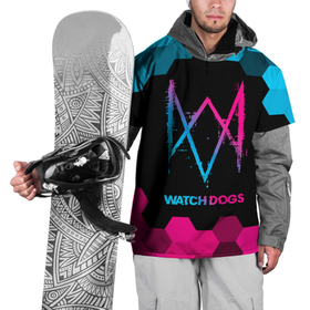 Накидка на куртку 3D с принтом Watch Dogs   neon gradient в Кировске, 100% полиэстер |  | Тематика изображения на принте: 