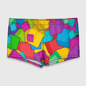 Мужские купальные плавки 3D с принтом Фон из разноцветных кубиков в Санкт-Петербурге, Полиэстер 85%, Спандекс 15% |  | 