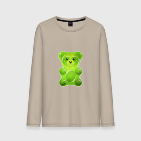 Мужской лонгслив хлопок с принтом желейный медведь зеленый в Курске, 100% хлопок |  | 