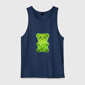 Мужская майка хлопок с принтом желейный медведь зеленый в Курске, 100% хлопок |  | Тематика изображения на принте: 