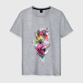 Мужская футболка хлопок с принтом Beautiful flowers of different colors , 100% хлопок | прямой крой, круглый вырез горловины, длина до линии бедер, слегка спущенное плечо. | 