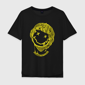 Мужская футболка хлопок Oversize с принтом Funny smiley face в Курске, 100% хлопок | свободный крой, круглый ворот, “спинка” длиннее передней части | 