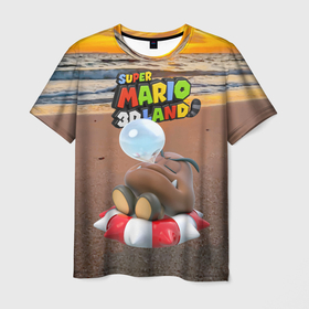 Мужская футболка 3D с принтом Goomba   Super Mario 3D Land в Петрозаводске, 100% полиэфир | прямой крой, круглый вырез горловины, длина до линии бедер | 