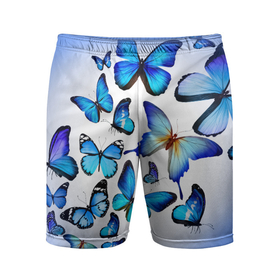 Мужские шорты спортивные с принтом Бабочки на синем фоне в Курске,  |  | 