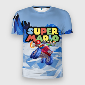 Мужская футболка 3D Slim с принтом Марио и Луиджи гонщики   Super Mario в Санкт-Петербурге, 100% полиэстер с улучшенными характеристиками | приталенный силуэт, круглая горловина, широкие плечи, сужается к линии бедра | 
