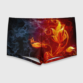 Мужские купальные плавки 3D с принтом Огненный цветок с дымом , Полиэстер 85%, Спандекс 15% |  | Тематика изображения на принте: 