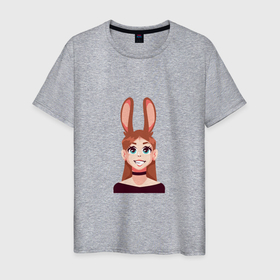 Мужская футболка хлопок с принтом Girl   Bunny в Петрозаводске, 100% хлопок | прямой крой, круглый вырез горловины, длина до линии бедер, слегка спущенное плечо. | 