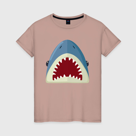 Женская футболка хлопок с принтом Красивая акула в Петрозаводске, 100% хлопок | прямой крой, круглый вырез горловины, длина до линии бедер, слегка спущенное плечо | 