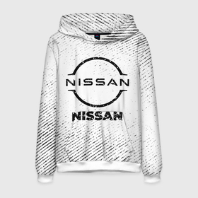 Мужская толстовка 3D с принтом Nissan с потертостями на светлом фоне в городе Новоалтайск, 100% полиэстер | двухслойный капюшон со шнурком для регулировки, мягкие манжеты на рукавах и по низу толстовки, спереди карман-кенгуру с мягким внутренним слоем. | 