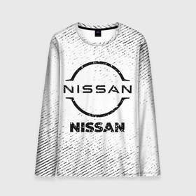 Мужской лонгслив 3D с принтом Nissan с потертостями на светлом фоне в городе Новоалтайск, 100% полиэстер | длинные рукава, круглый вырез горловины, полуприлегающий силуэт | 