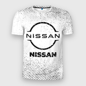 Мужская футболка 3D Slim с принтом Nissan с потертостями на светлом фоне в Петрозаводске, 100% полиэстер с улучшенными характеристиками | приталенный силуэт, круглая горловина, широкие плечи, сужается к линии бедра | 