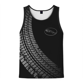 Мужская майка 3D с принтом Jaguar tire tracks в Тюмени, 100% полиэстер | круглая горловина, приталенный силуэт, длина до линии бедра. Пройма и горловина окантованы тонкой бейкой | Тематика изображения на принте: 