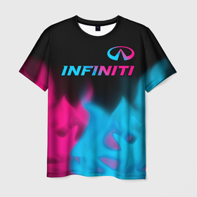 Мужская футболка 3D с принтом Infiniti   neon gradient: символ сверху , 100% полиэфир | прямой крой, круглый вырез горловины, длина до линии бедер | 