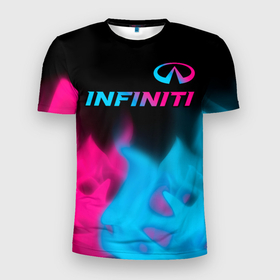 Мужская футболка 3D Slim с принтом Infiniti   neon gradient: символ сверху в Белгороде, 100% полиэстер с улучшенными характеристиками | приталенный силуэт, круглая горловина, широкие плечи, сужается к линии бедра | 