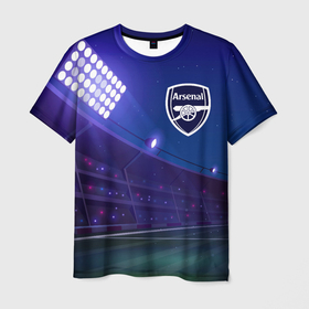 Мужская футболка 3D с принтом Arsenal ночное поле в Белгороде, 100% полиэфир | прямой крой, круглый вырез горловины, длина до линии бедер | Тематика изображения на принте: 