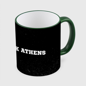 Кружка с полной запечаткой с принтом AEK Athens sport на темном фоне: надпись и символ в Санкт-Петербурге, керамика | ёмкость 330 мл | 