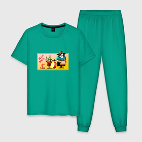 Мужская пижама хлопок с принтом Делай деньги Остров сокровищ в Белгороде, 100% хлопок | брюки и футболка прямого кроя, без карманов, на брюках мягкая резинка на поясе и по низу штанин
 | Тематика изображения на принте: 