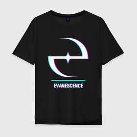 Мужская футболка хлопок Oversize с принтом Evanescence glitch rock в Курске, 100% хлопок | свободный крой, круглый ворот, “спинка” длиннее передней части | 