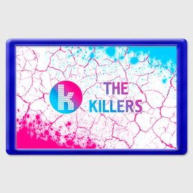 Магнит 45*70 с принтом The Killers neon gradient style: надпись и символ , Пластик | Размер: 78*52 мм; Размер печати: 70*45 | 