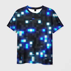Мужская футболка 3D с принтом Неоновые светящиеся квадраты в Белгороде, 100% полиэфир | прямой крой, круглый вырез горловины, длина до линии бедер | Тематика изображения на принте: 
