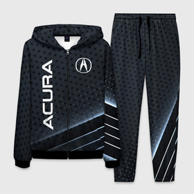 Мужской костюм 3D с принтом Acura карбон , 100% полиэстер | Манжеты и пояс оформлены тканевой резинкой, двухслойный капюшон со шнурком для регулировки, карманы спереди | 