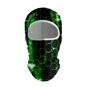 Балаклава 3D с принтом Зелёный программный код в Екатеринбурге, 100% полиэстер, ткань с особыми свойствами — Activecool | плотность 150–180 г/м2; хорошо тянется, но при этом сохраняет форму. Закрывает шею, вокруг отверстия для глаз кайма. Единый размер | 