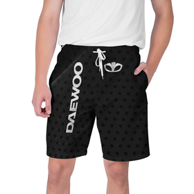 Мужские шорты 3D с принтом Daewoo Карбон ,  полиэстер 100% | прямой крой, два кармана без застежек по бокам. Мягкая трикотажная резинка на поясе, внутри которой широкие завязки. Длина чуть выше колен | 