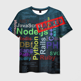 Мужская футболка 3D с принтом Программный код в Рязани, 100% полиэфир | прямой крой, круглый вырез горловины, длина до линии бедер | 