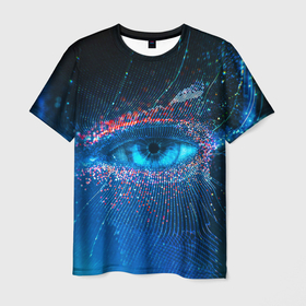 Мужская футболка 3D с принтом Цифровой глаз в Курске, 100% полиэфир | прямой крой, круглый вырез горловины, длина до линии бедер | Тематика изображения на принте: 