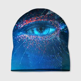 Шапка 3D с принтом Цифровой глаз в Курске, 100% полиэстер | универсальный размер, печать по всей поверхности изделия | Тематика изображения на принте: 