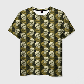 Мужская футболка 3D с принтом Милитари улыбающиеся черепа в Кировске, 100% полиэфир | прямой крой, круглый вырез горловины, длина до линии бедер | 