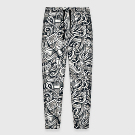 Мужские брюки 3D с принтом Ноутбук, карандаши и узоры в Санкт-Петербурге, 100% полиэстер | манжеты по низу, эластичный пояс регулируется шнурком, по бокам два кармана без застежек, внутренняя часть кармана из мелкой сетки | 