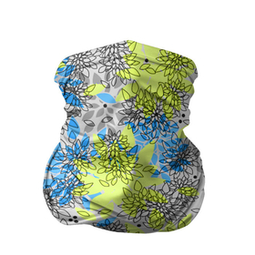 Бандана-труба 3D с принтом Цветочный узор Голубой и Лайм в Тюмени, 100% полиэстер, ткань с особыми свойствами — Activecool | плотность 150‒180 г/м2; хорошо тянется, но сохраняет форму | 
