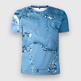Мужская футболка 3D Slim с принтом Водные подтёки на стекле в Новосибирске, 100% полиэстер с улучшенными характеристиками | приталенный силуэт, круглая горловина, широкие плечи, сужается к линии бедра | 