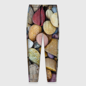 Мужские брюки 3D с принтом Морская галька   пляж в Санкт-Петербурге, 100% полиэстер | манжеты по низу, эластичный пояс регулируется шнурком, по бокам два кармана без застежек, внутренняя часть кармана из мелкой сетки | Тематика изображения на принте: 