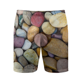 Мужские шорты спортивные с принтом Морская галька   пляж в Курске,  |  | Тематика изображения на принте: 