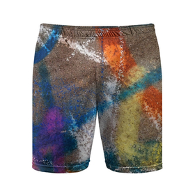 Мужские шорты спортивные с принтом Рисунок цветными мелками на асфальте в Курске,  |  | 