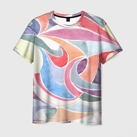 Мужская футболка 3D с принтом Буйство красок акварель в Санкт-Петербурге, 100% полиэфир | прямой крой, круглый вырез горловины, длина до линии бедер | 