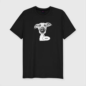 Мужская футболка хлопок Slim с принтом Смешная собачка woof комикс в Кировске, 92% хлопок, 8% лайкра | приталенный силуэт, круглый вырез ворота, длина до линии бедра, короткий рукав | 