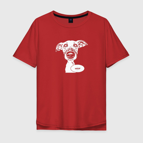 Мужская футболка хлопок Oversize с принтом Смешная собачка woof комикс в Кировске, 100% хлопок | свободный крой, круглый ворот, “спинка” длиннее передней части | Тематика изображения на принте: 