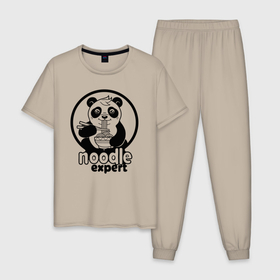 Мужская пижама хлопок с принтом Эксперт по лапше   панда в Екатеринбурге, 100% хлопок | брюки и футболка прямого кроя, без карманов, на брюках мягкая резинка на поясе и по низу штанин
 | 