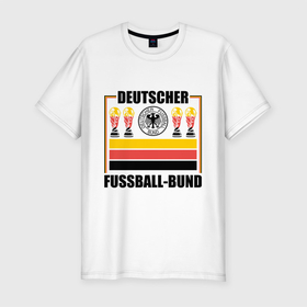 Мужская футболка хлопок Slim с принтом Германия 4х чемпион мира по футболу в Курске, 92% хлопок, 8% лайкра | приталенный силуэт, круглый вырез ворота, длина до линии бедра, короткий рукав | 