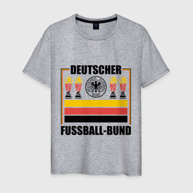 Мужская футболка хлопок с принтом Германия 4х чемпион мира по футболу в Санкт-Петербурге, 100% хлопок | прямой крой, круглый вырез горловины, длина до линии бедер, слегка спущенное плечо. | 