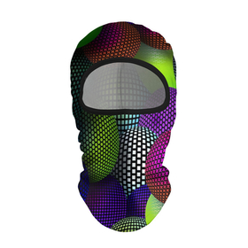 Балаклава 3D с принтом Трехмерные разноцветные шары в Тюмени, 100% полиэстер, ткань с особыми свойствами — Activecool | плотность 150–180 г/м2; хорошо тянется, но при этом сохраняет форму. Закрывает шею, вокруг отверстия для глаз кайма. Единый размер | 