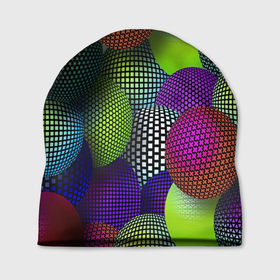 Шапка 3D с принтом Трехмерные разноцветные шары в Тюмени, 100% полиэстер | универсальный размер, печать по всей поверхности изделия | 
