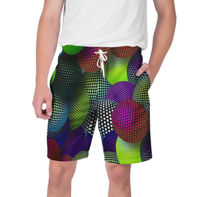 Мужские шорты 3D с принтом Трехмерные разноцветные шары в Тюмени,  полиэстер 100% | прямой крой, два кармана без застежек по бокам. Мягкая трикотажная резинка на поясе, внутри которой широкие завязки. Длина чуть выше колен | 