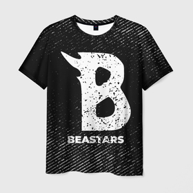 Мужская футболка 3D с принтом Beastars с потертостями на темном фоне в Белгороде, 100% полиэфир | прямой крой, круглый вырез горловины, длина до линии бедер | 