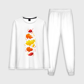 Мужская пижама хлопок (с лонгсливом) с принтом Осенний листопад, яркие листья в Кировске,  |  | 
